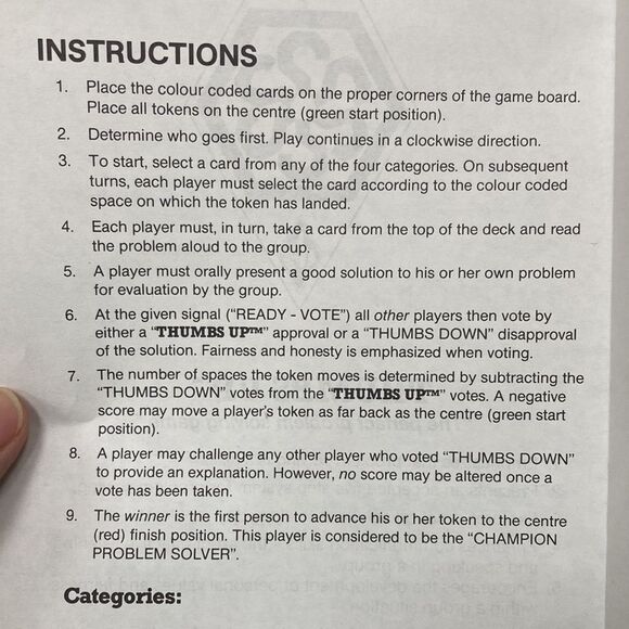 Vintage Thumbs Up The Perfect Problem Solving Board Game Rare - Picture 5 of 13